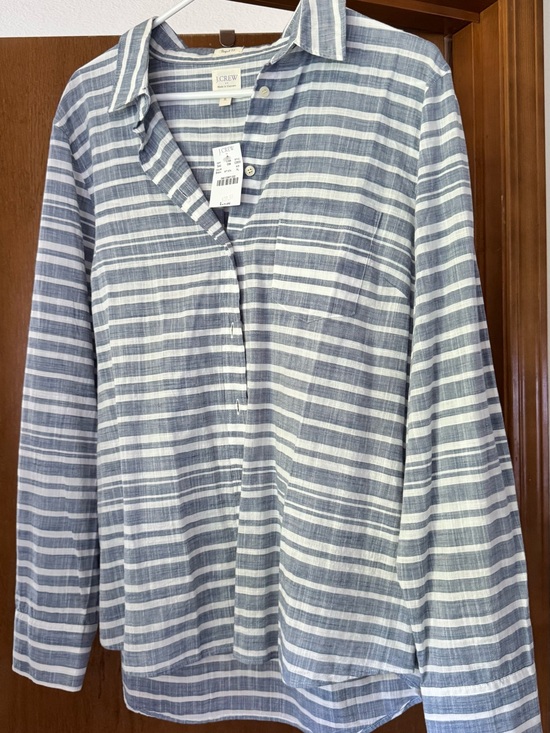 J. Crew Tops - J. Crew Women’s Blue and White Striped Button-Down Shirt